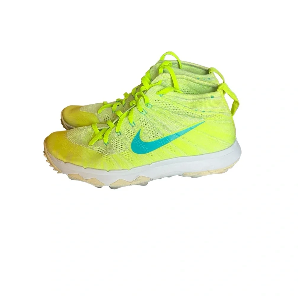 Nike Flyknit Chukka Spikeless Golf Shoes Volt Blue 819006-700 Womens Sz 9‎